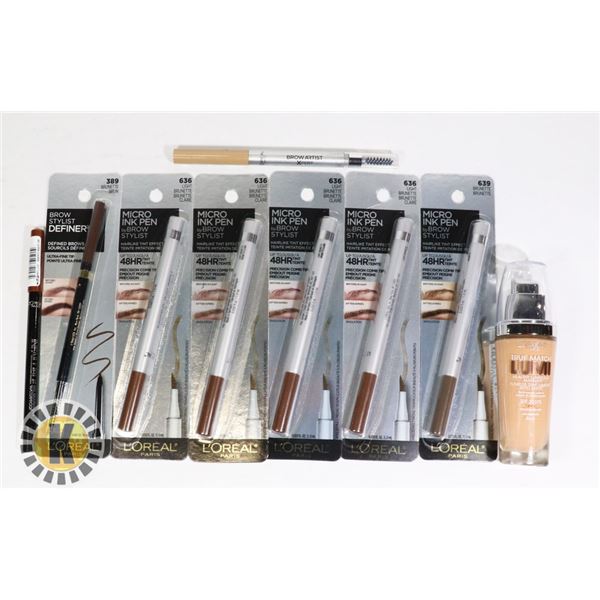 BAG OF MAKE-UP FOUNDATION AND INK PEN