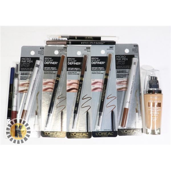 BAG OF MAKE-UP FOUNDATION AND INK PEN