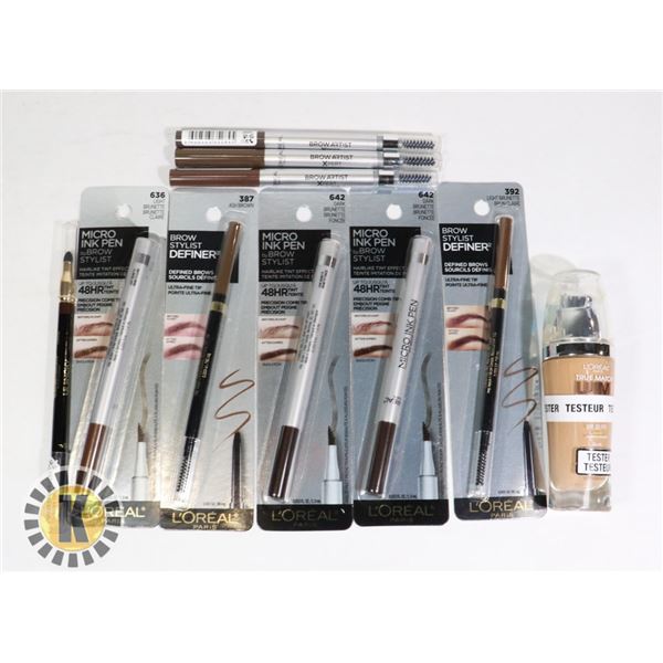 BAG OF MAKE-UP FOUNDATION AND INK PEN