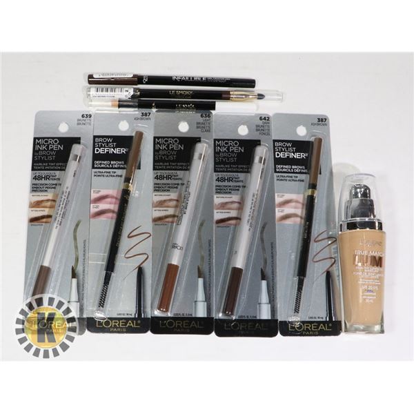 BAG OF MAKE-UP FOUNDATION AND INK PEN