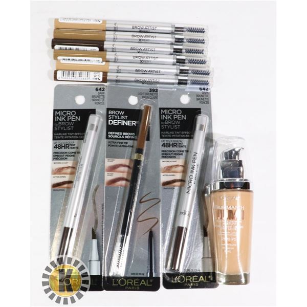 BAG OF MAKE-UP FOUNDATION AND INK PEN