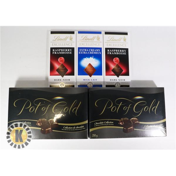 BAG OF LINDT EXCELLENCE & POT OF GOLD CHOCOLATE