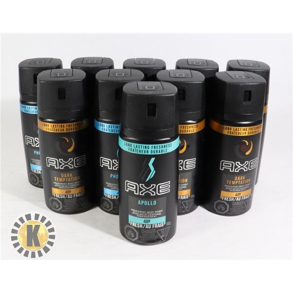 BAG OF ASSORTED AXE SPRAY DEODORANT