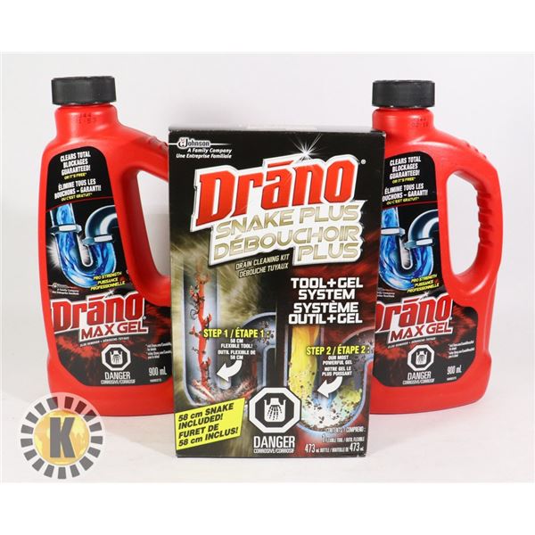 BAG OF 2 DRANO MAX GEL & CLR