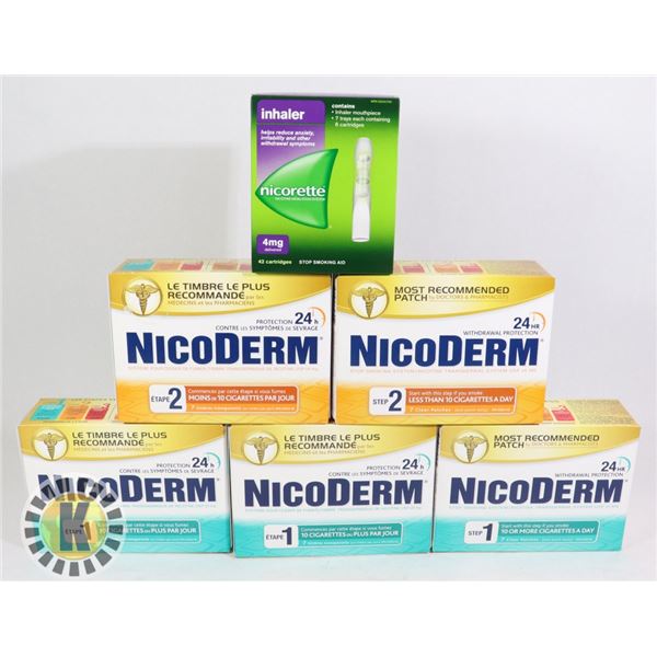 BAG OF PHARMACEUTICAL MEDICINES INCLUDES NICODERM