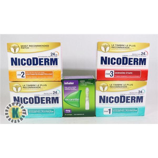 BAG OF PHARMACEUTICAL MEDICINES INCLUDES NICODERM