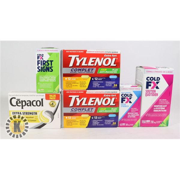 BAG OF PHARMACEUTICAL MEDICINES INCLUDES TYLENOL