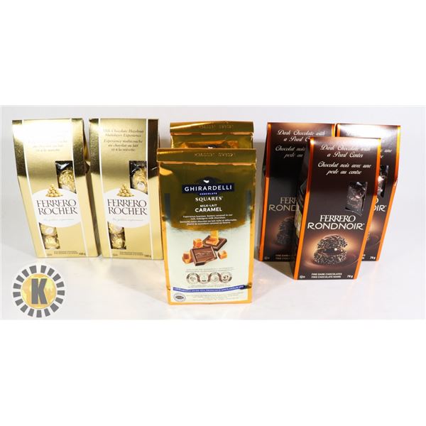 BAG OF FERRERO ROACHER & GHIRARDELLI CHOCOLATE