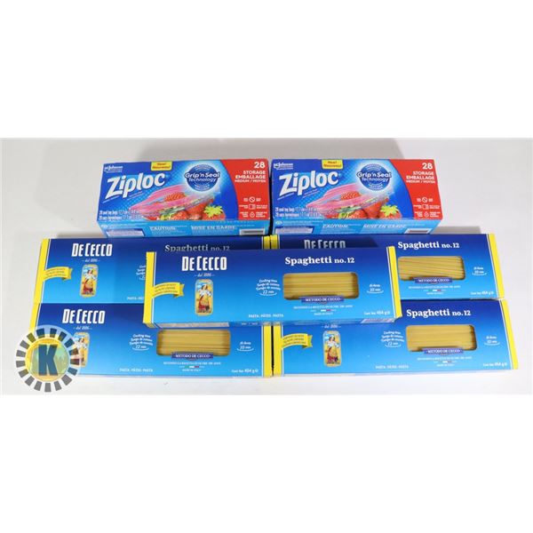 5 DECECCO SPAGHETTI PACKS & 2 ZIPLOC PACKS