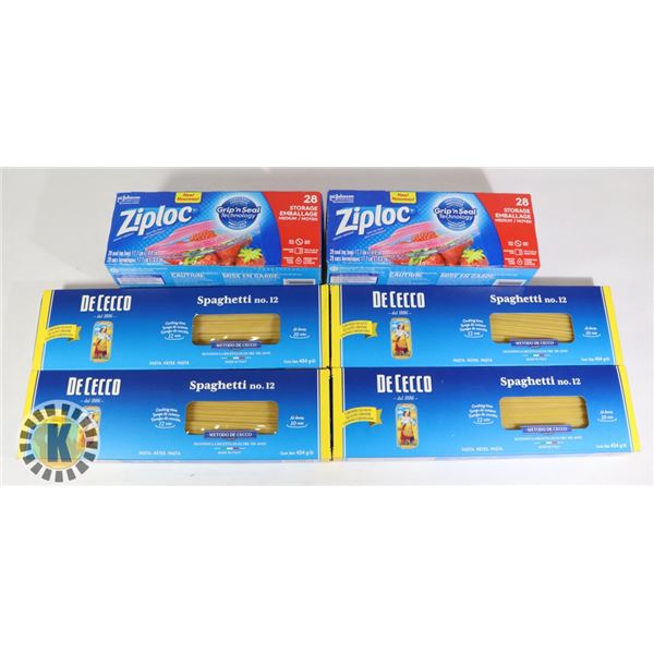 4 DECECCO SPAGHETTI PACKS & 2 ZIPLOC PACKS