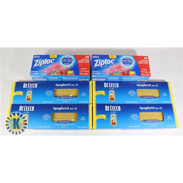 4 DECECCO SPAGHETTI PACKS & 2 ZIPLOC PACKS