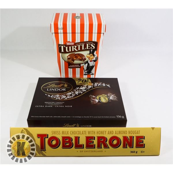 LINDT LINDOR, TOBLERONE & NESTLE TURTLES