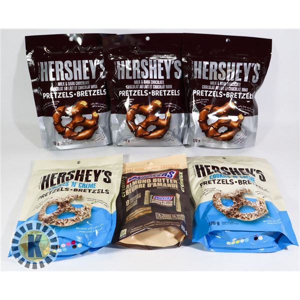 BAG OF HERSHEY'S PRETZELS AND OTHER CHOCOLATE