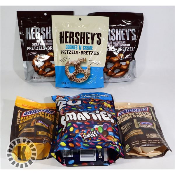 BAG OF HERSHEY'S PRETZELS AND OTHER CHOCOLATE