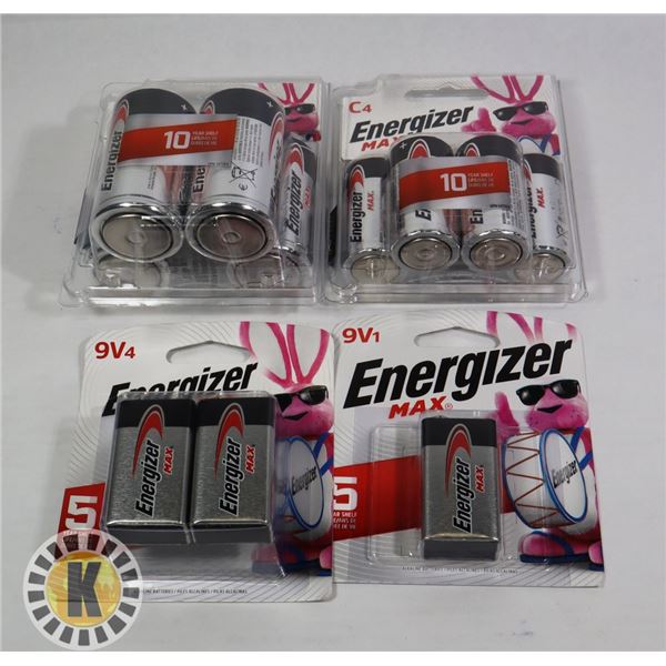 BAG OF 9V & C4 ENERGIZER BATTERIES