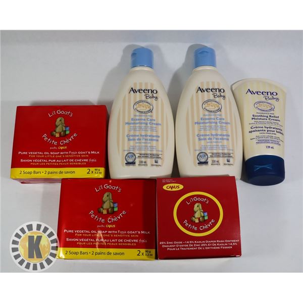 BAG OF ASSORTED LI'L GOAT'S & AVEENO BABY TREATMENT