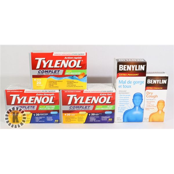 BAG OF COLD MEDICINES INCLUDES TYLENOL
