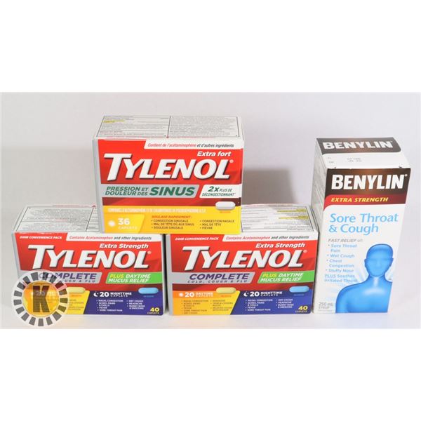 BAG OF COLD MEDICINES INCLUDES TYLENOL