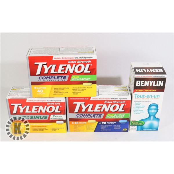 BAG OF COLD MEDICINES INCLUDES TYLENOL