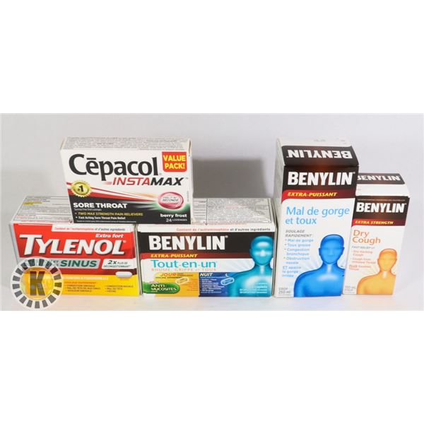 BAG OF COLD MEDICINES INCLUDES TYLENOL