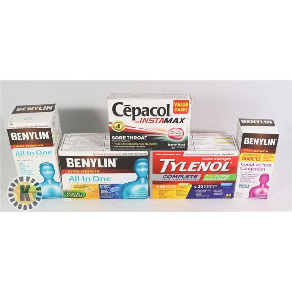 BAG OF COLD MEDICINES INCLUDES TYLENOL
