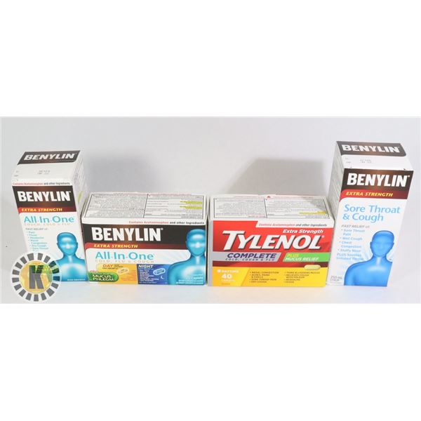 BAG OF COLD MEDICINES INCLUDES TYLENOL