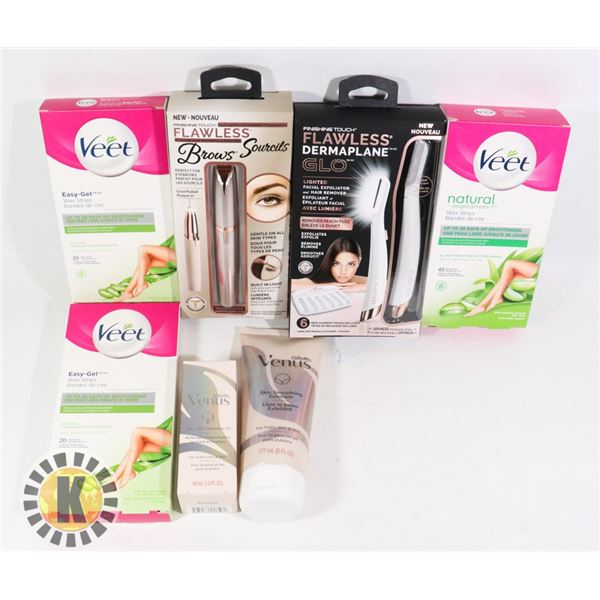 BAG OF FEMALE HAIR TOOL& VEET WAX STRIPS