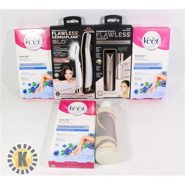 BAG OF FEMALE HAIR TOOL& VEET WAX STRIPS