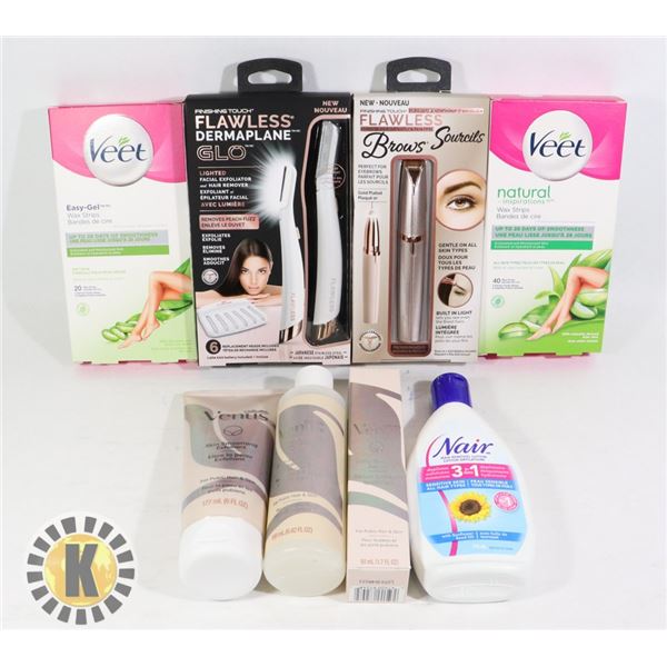BAG OF FEMALE HAIR TOOL& VEET WAX STRIPS