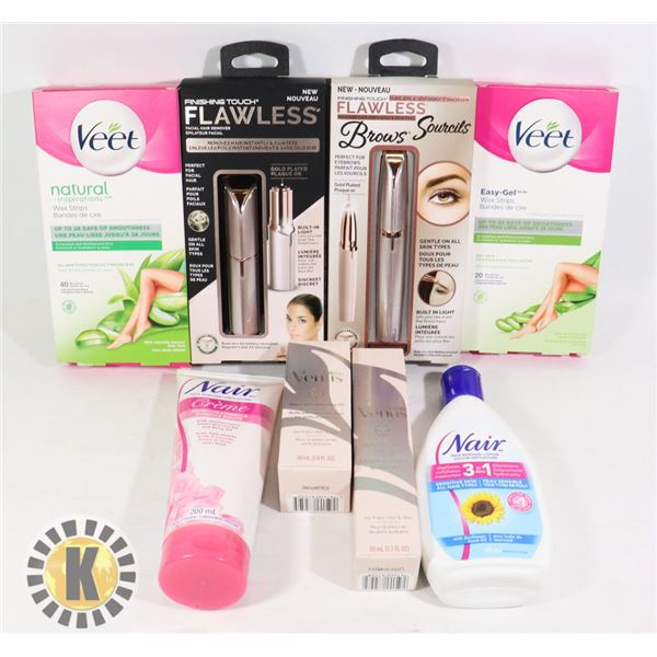 BAG OF FEMALE HAIR TOOL& VEET WAX STRIPS