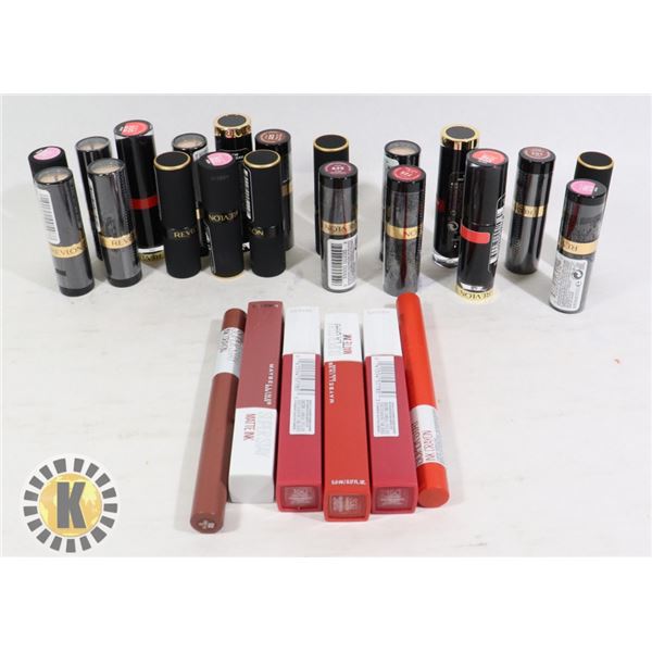 BAG OF REVLON & MAYBELLINE LIP STICK & INK CRAYON