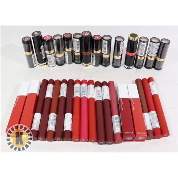 BAG OF REVLON & MAYBELLINE LIP STICK & INK CRAYON