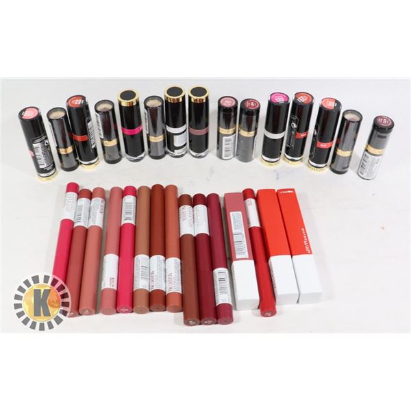 BAG OF REVLON & MAYBELLINE LIP STICK & INK CRAYON