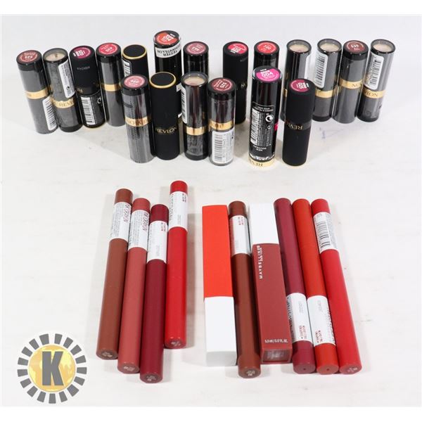 BAG OF REVLON & MAYBELLINE LIP STICK & INK CRAYON