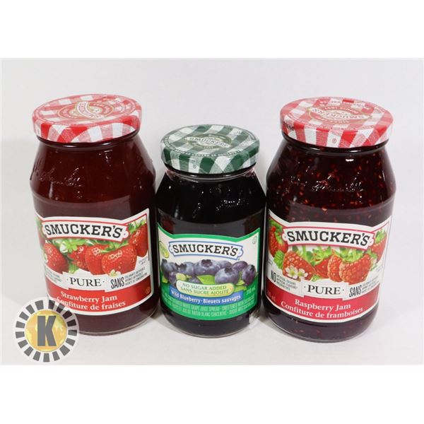 3 ASSORTED SMUCKER'S JAM