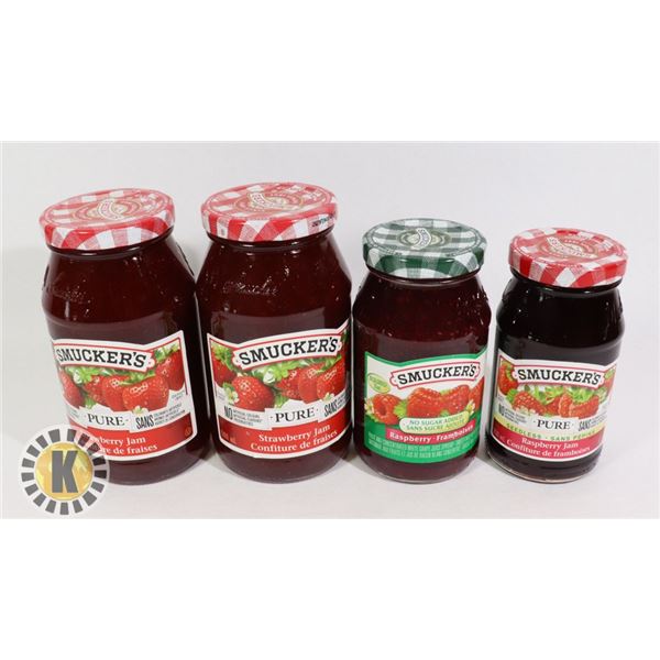 4 ASSORTED SMUCKER'S JAM
