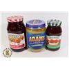 Image 1 : 2 ASSORTED SMUCKER'S JAM AND 1 ADAMS PEANUT BUTTER