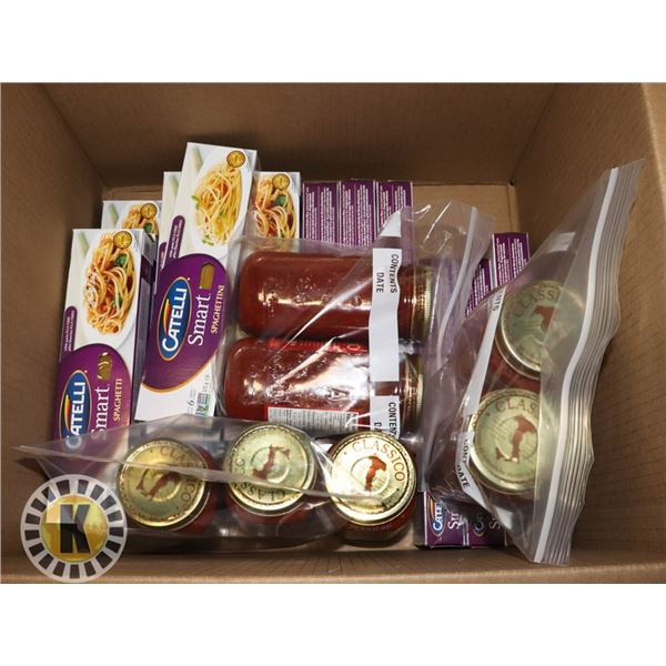 BOX OF SPAGHETTINI AND PASTA SAUCE