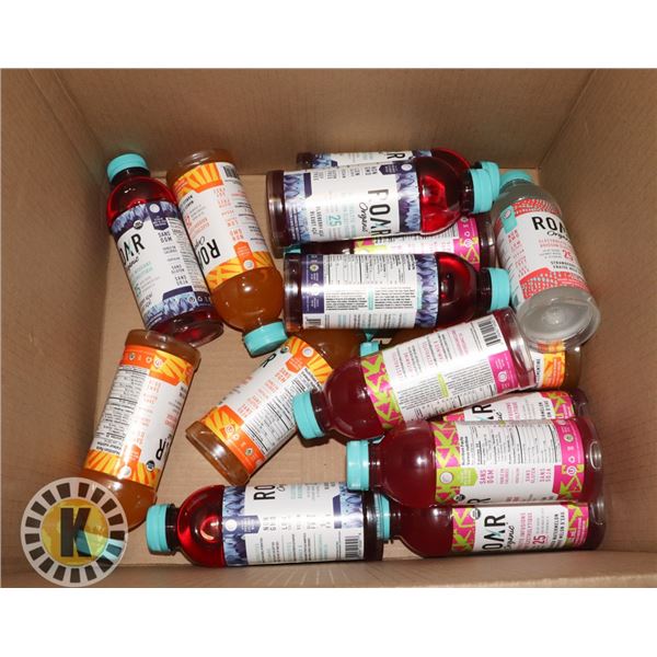 BOX OF ASSORTED ROAR ORGANIC JUICE