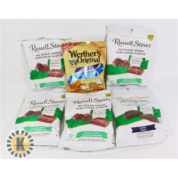 BAG OF WEATHER'S ORIGINAL & RUSELL STOVER CANDY