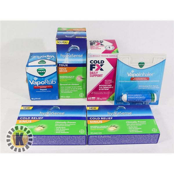 BAG OF COLD MEDICINE INCLUDES VAPOINHALER