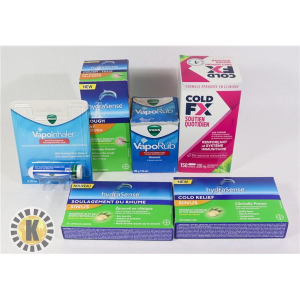 BAG OF COLD MEDICINE INCLUDES VAPOINHALER