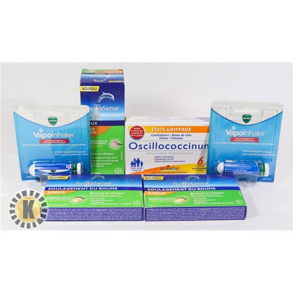 BAG OF COLD MEDICINE INCLUDES VAPOINHALER