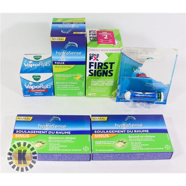 BAG OF COLD MEDICINE INCLUDES VAPOINHALER