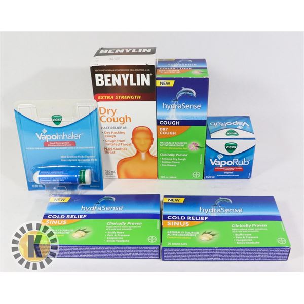 BAG OF COLD MEDICINE INCLUDES VAPOINHALER