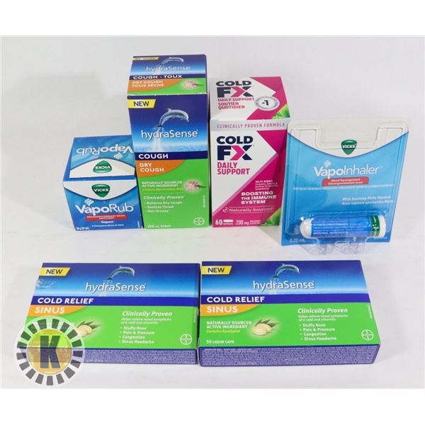 BAG OF COLD MEDICINE INCLUDES VAPOINHALER