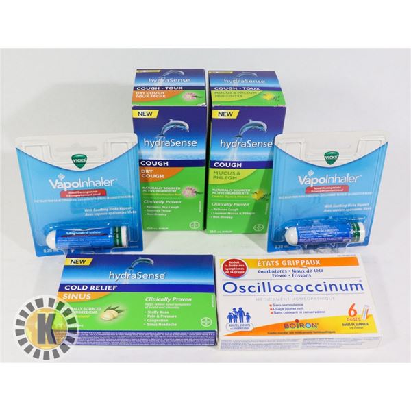 BAG OF COLD MEDICINE INCLUDES VAPOINHALER