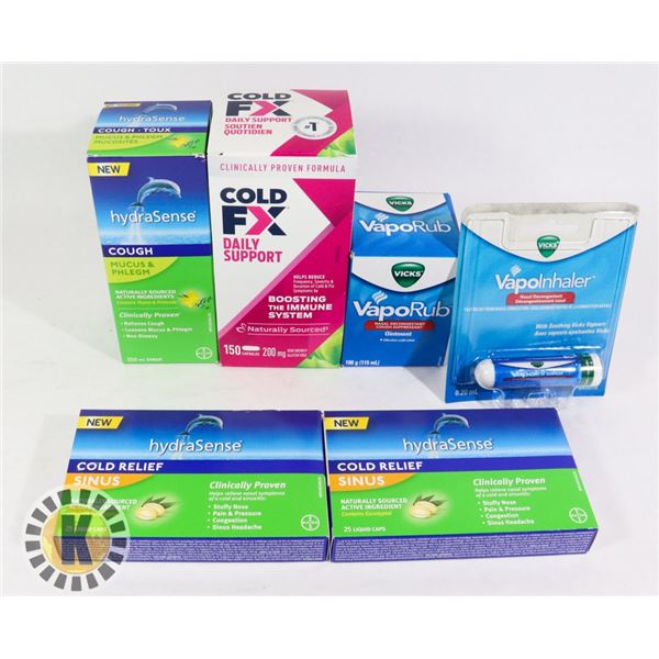 BAG OF COLD MEDICINE INCLUDES VAPOINHALER