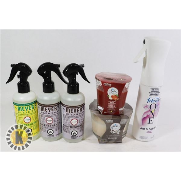 BAG OF AIR FRESHENERS AND CANDLES