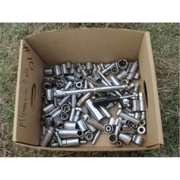 BOX OF VARIOUS SOCKETS (1/2" & 3/8")